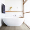 bathroom with wood look floor